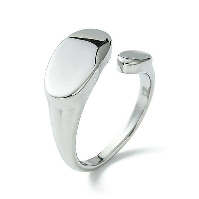 Non-Tarnish 304 Stainless Steel Oval Open Cuff Ring