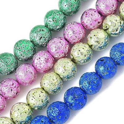 Electroplated Natural Lava Rock Beads Strands