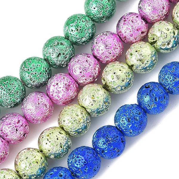 Electroplated Natural Lava Rock Beads Strands