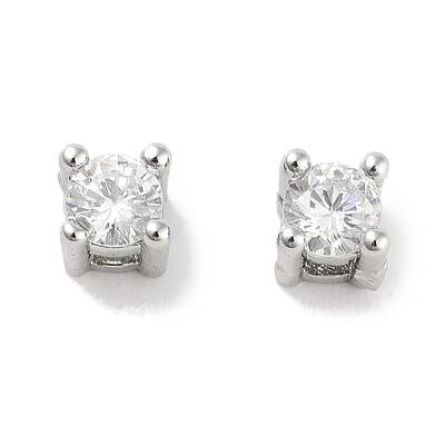 Brass Micro with Single Clear Zirconia Beads