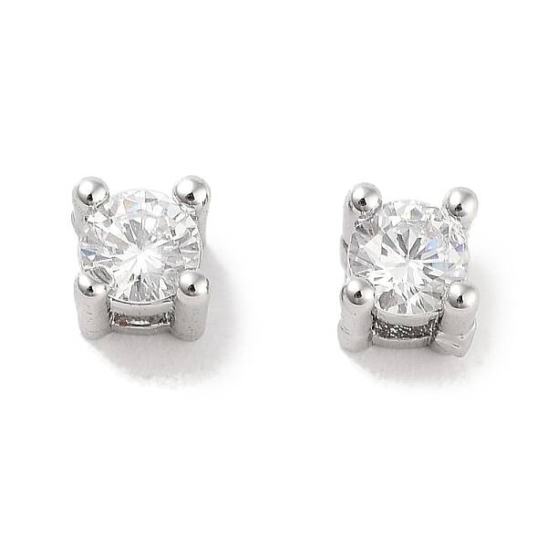 Brass Micro with Single Clear Zirconia Beads