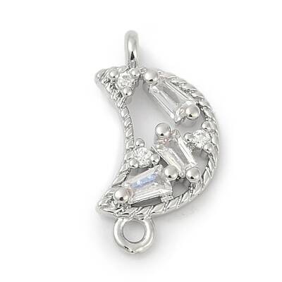 Brass Clear Cubic Zirconia Connector Charms