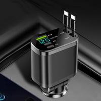 5 in 1 Car Charger, Retractable Car Charger, Usb 3.1A Dual Type C Ports PD USB C Fast Charging Support Voltage Detection, Sup...