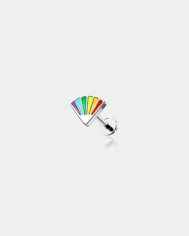 Oufer X Roly Rainbow Fan Internally Threaded Cartilage Stud