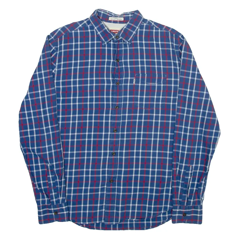LEVI'S Slim Fit Mens Shirt Blue Check Long Sleeve M