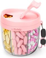 Cute Pill Dispenser with 7 Large Compartments, Portable Bottle Organizer with Wide Opening for Easy Use, Anti-Mix Pill Organi...