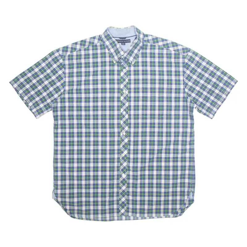 TOMMY HILFIGER Mens Shirt Green Check XL