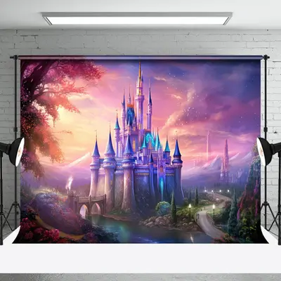 Aperturee Fairy Tale Castle Sunset Trees Cake Smash Backdrop | Backdrop Photography Ideas | Photo Studio Background | Photogr...