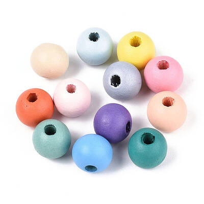 Spray Painted Natural Schima Wood Beads
