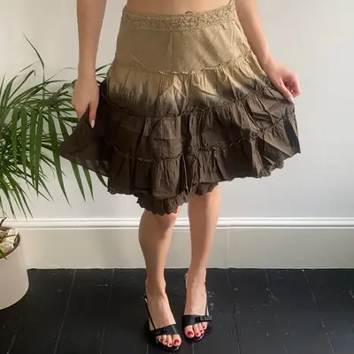 Unbranded Midi Skirt - 28W UK 8 Brown Cotton