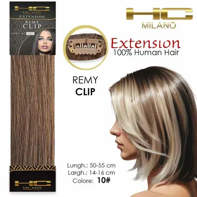 Hc milano natural hair 3 clips 1 strip remy width 14-16cm length 55cm color 10