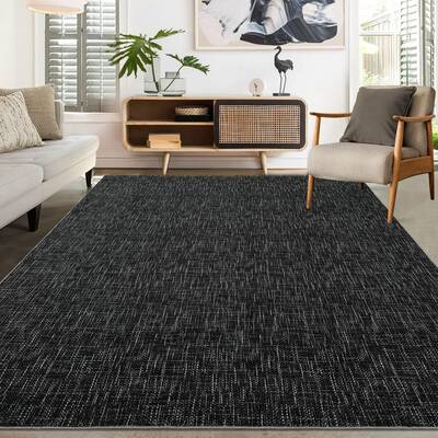 Garvee Machine Washable 5x7 Rug Modern Textured Solid Low Pile Polyester Stain Resistant Non-Slip Foldable for Living Room Be...