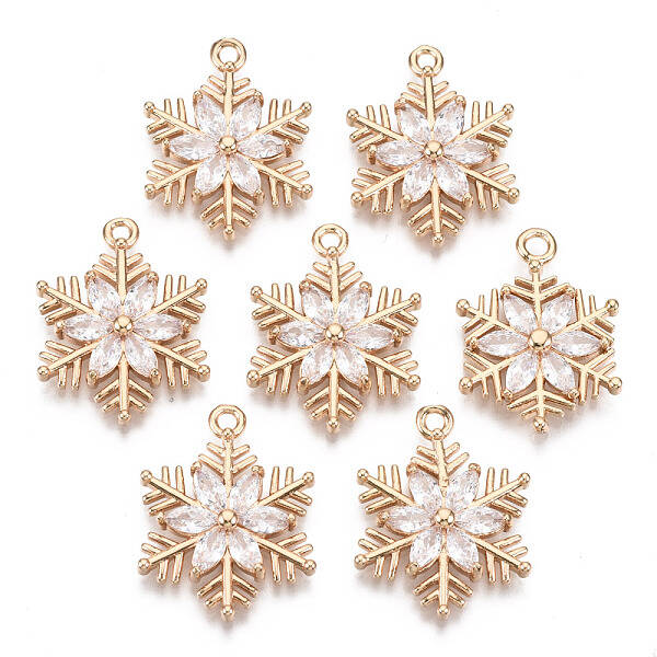 Christmas Brass Micro Pave Cubic Zirconia Links Connectors