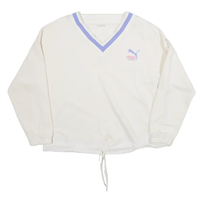 PUMA Womens Sweatshirt Cream V-Neck XL
