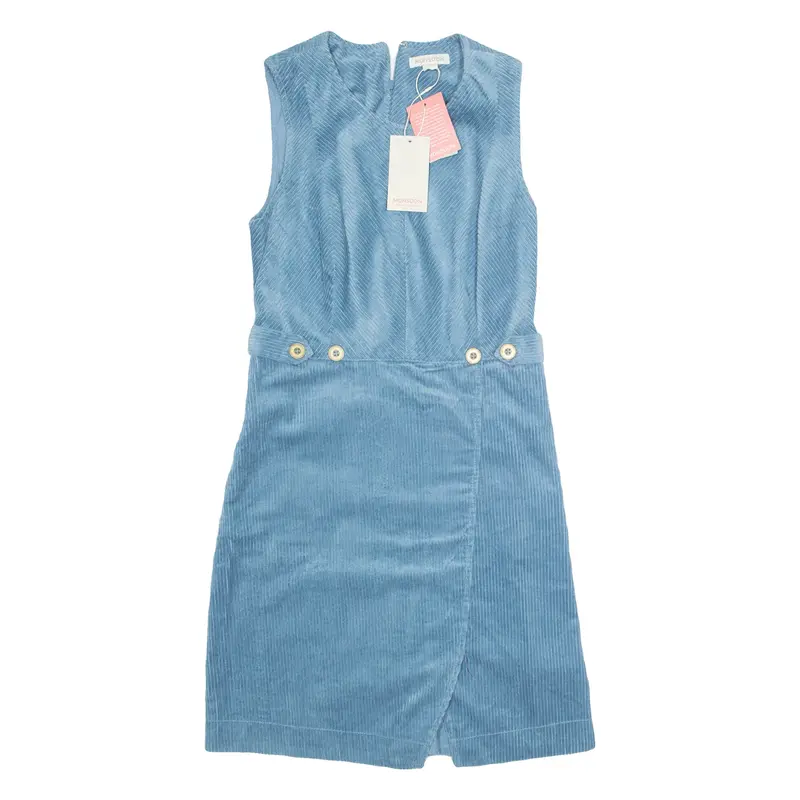 MONSOON Womens A-Line Dress Blue Corduroy Sleeveless Knee Length UK 12