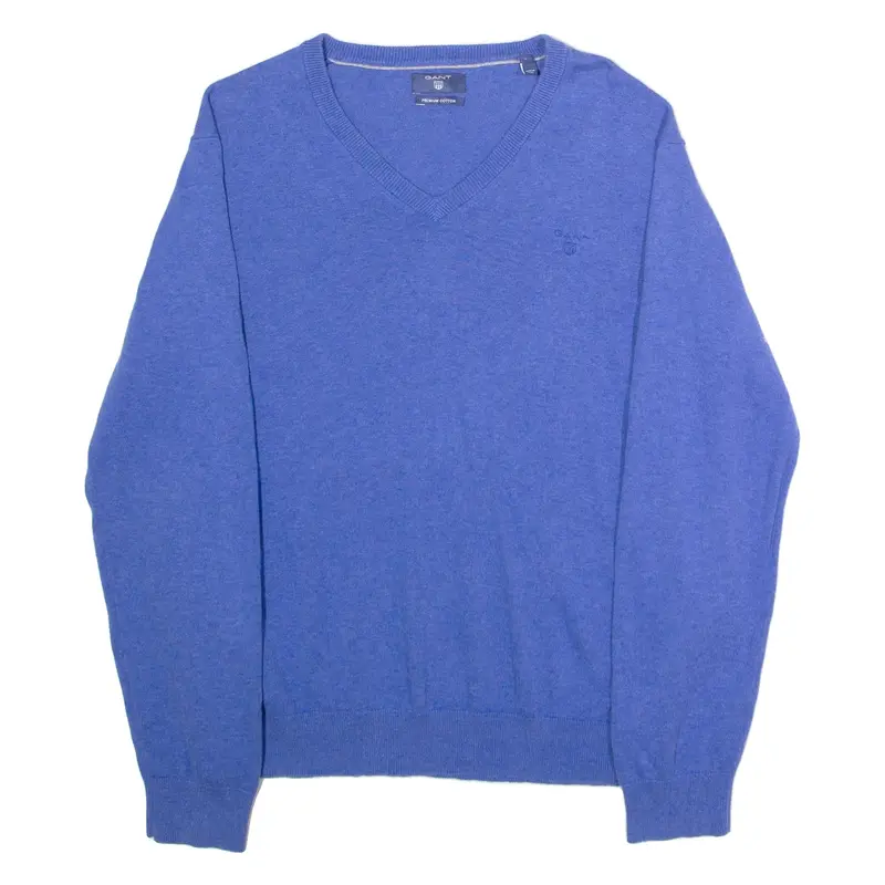 GANT Mens Jumper Blue V-Neck Tight Knit L