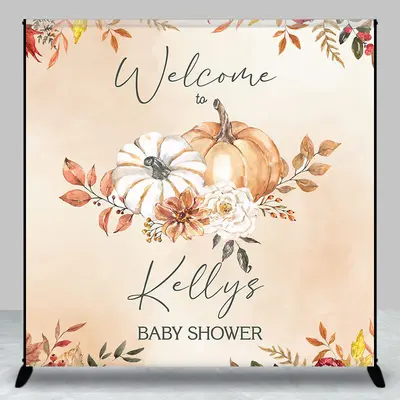 Custom Name Welcome To Pumpkins Baby Shower Backdrop