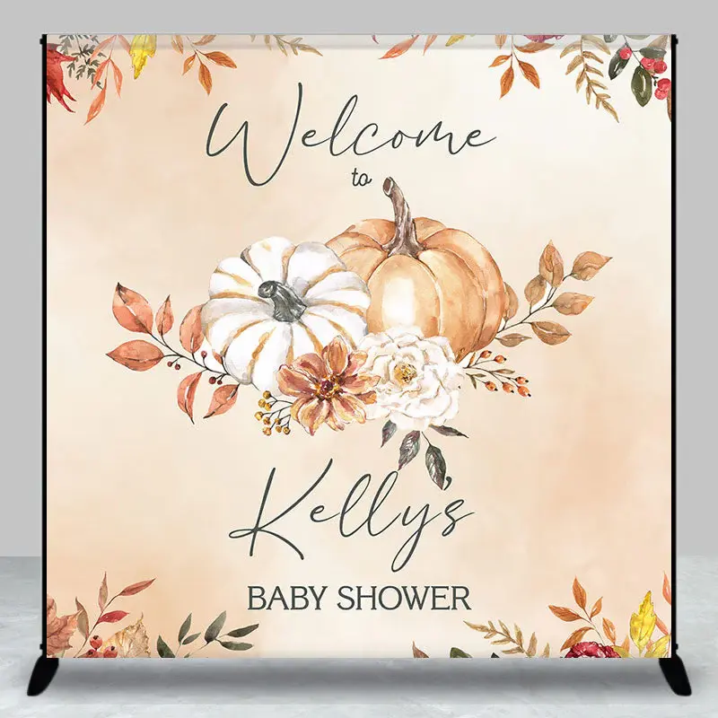 Custom Name Welcome To Pumpkins Baby Shower Backdrop