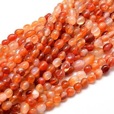 Dyed Natural Carnelian Gemstone Nuggets Bead Strands