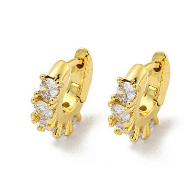 Brass Micro Pave Cubic Zirconia Hoop Earring