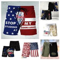 Multi Designs Coors Light US Flag Beach Shorts, Beer Swim Trunks, 4th Of July Gift, Hawaiian Shorts For Men's_LTN