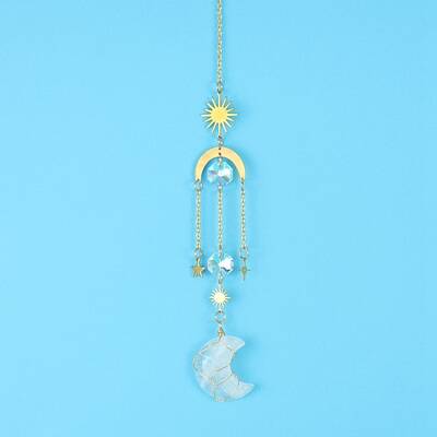 Quartz Crystal Moon Sun Catcher Hanging Ornaments