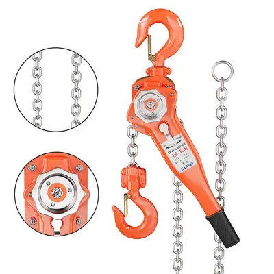 Garvee Manual Lever Chain Hoist – 1.5 Ton (3300 lbs) Capacity, 10 ft Lift – G80 Galvanized Steel Chain, Weston Double Paw...