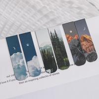 Magnetic Bookmark, 1 Set Forest Clouds and Sunset Landscape Pattern Bookmark, World Famous Painting Themes Bookmark, Suit for...