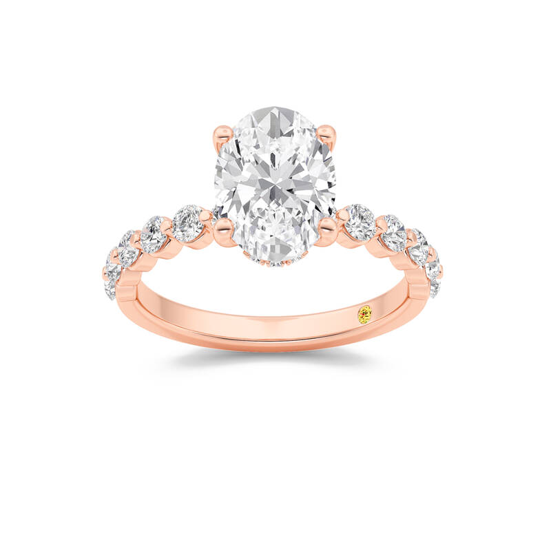 Frost Shared Prong Oval Lab Grown Diamond Engagement Ring | Rose Gold 1 1/2 - 4 3/4 CT. TW.