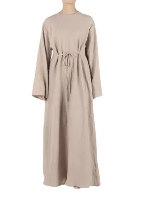 Women's Plain Tie Front Flounce Sleeve Dress, Basic Elegant Minimalist Style Long Sleeve Round Neck Dress for Spring & Fall, ...
