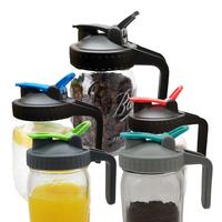 Mason Jar Lid with Handle, 5/6 Counts Portable Leak-proof Wide Mouth Mason Jar Cup Lid, Drinkware Accessories for Home Kitche...