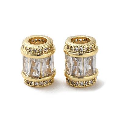 Brass Micro Pave Cubic Zirconia European Beads