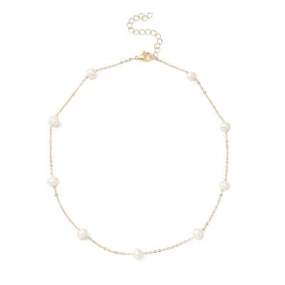 Natural Pearls Beaded Chain Necklace