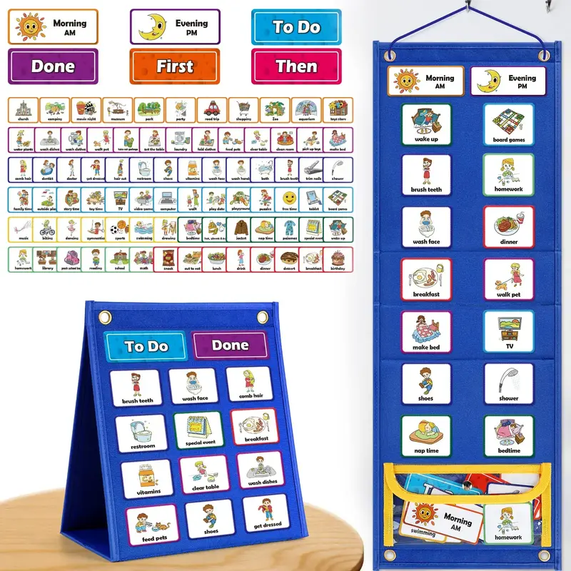 Torlam large visual schedule Chore Chart, Morning Bedtime Routine Chart, Responsibility Daily Schedule Board, Communication C...