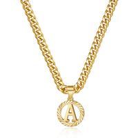 KissYan Gold Initial Necklace,14K Gold Plated Round Letter Pendant Hollow Capital Monogram 5mm Cuban Chain Necklace Alhpabets...
