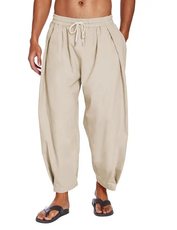 Loose Yoga Pants with Pockets (US Only), Light Khaki / XXL