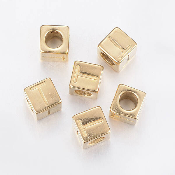 304 Stainless Steel Large Hole Letter European Beads