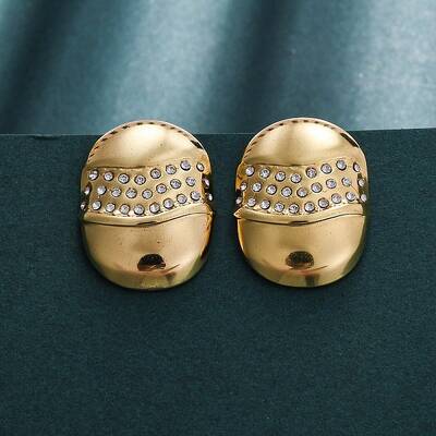 304 Stainless Steel Rhinestone Stud Earrings for Women