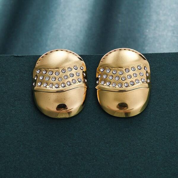 304 Stainless Steel Rhinestone Stud Earrings for Women