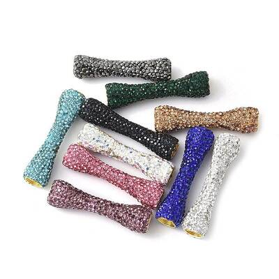 Rhinestone Clay Pave Brass Beads