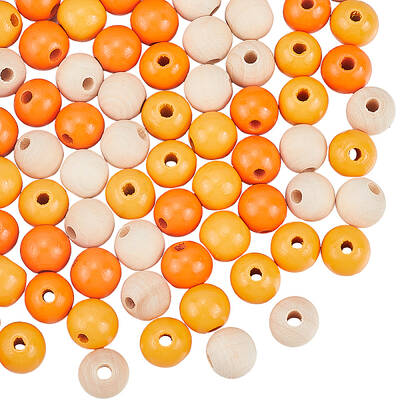 Thanksgiving Day Theme 5 Strands Spray Painted Natural Wood Beads Strands