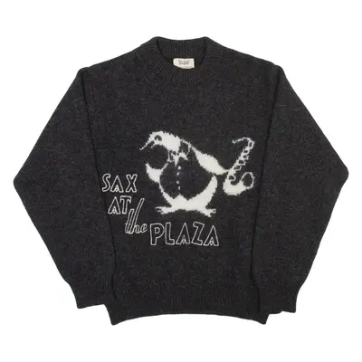 SISLEY Sax At The Plaza Mens Jumper Grey Tight Knit S