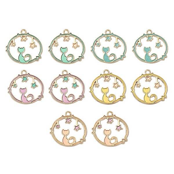 10Pcs 5 Colors Alloy Enamel Pendants