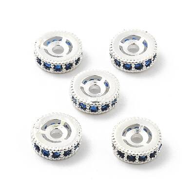 Brass Micro Pave Cubic Zirconia Beads
