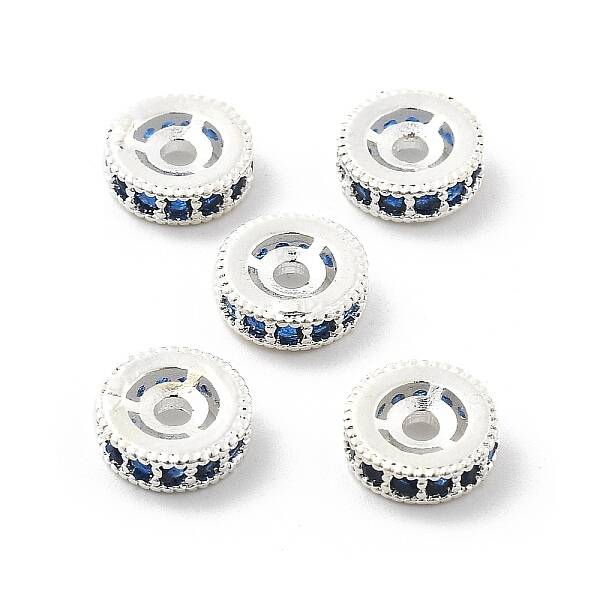Brass Micro Pave Cubic Zirconia Beads