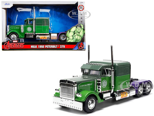 1992 Peterbilt 379 Truck Tractor Green Two-Tone and Purple \