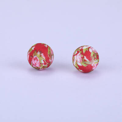 Printed Round with Flower Pattern Silicone Focal Beads
