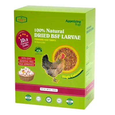 10LB Dried Black Soldier Fly Larvae, 85XMore Calcium Than Dried Mealworms, High Protein Poultry Treats for Chickens, Birds, R...