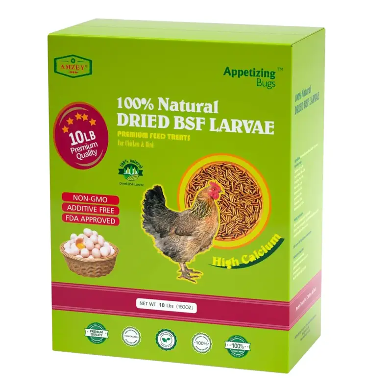 10LB Dried Black Soldier Fly Larvae, 85XMore Calcium Than Dried Mealworms, High Protein Poultry Treats for Chickens, Birds, R...