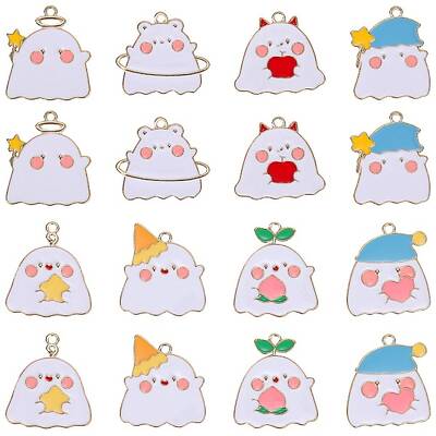 24Pcs 8 Style Halloween Theme Alloy Enamel Pendants
